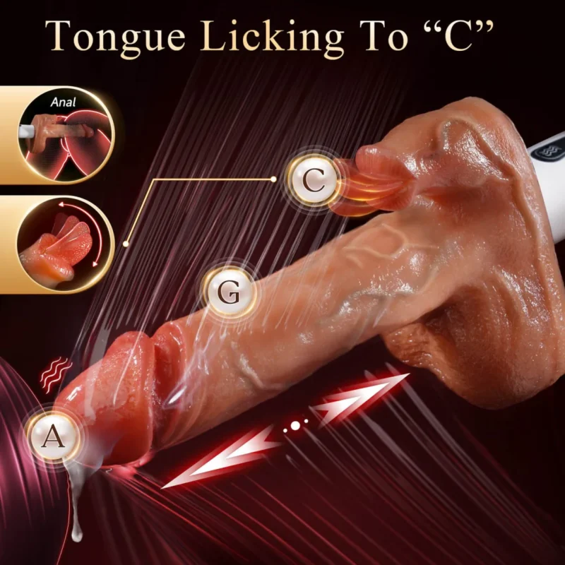Realistic Thrusting and Vibraing and Licking Sex Dildo with Smart Heating - Image 6